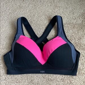 VSX Pink and Black Sports Bra with Racerback Design